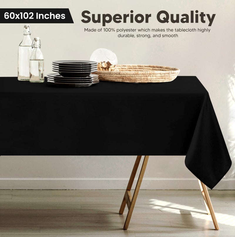 Utopia Kitchen Rectangle Table Cloth 2 Pack(60x102 Inches, Black), Tablecloth Machine Washable, Polyester Table Cover for Dining, Buffet Parties, Picnics, Events, Weddings and Restaurants - Image 2